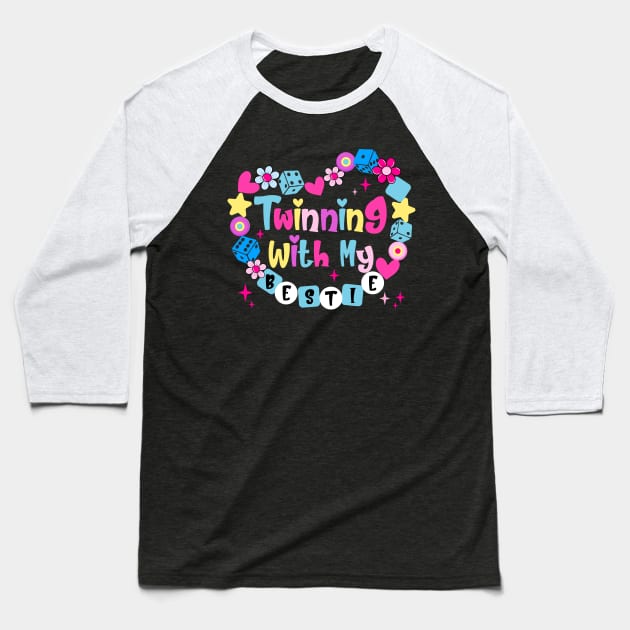 Twin Matching Twins Day Friend Twinning With My Bestie Twin Baseball T-Shirt by James Green